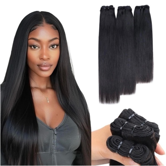 Lashey Natural Black Straight Human Hair 12 14 16 Inch Bundles - Picture 1 of 13